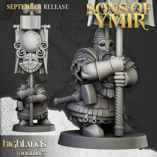 "Highlands Miniatures Dwarf Kingsguard  Sons Of Ymir scale comparison miniature Border3D LLC"