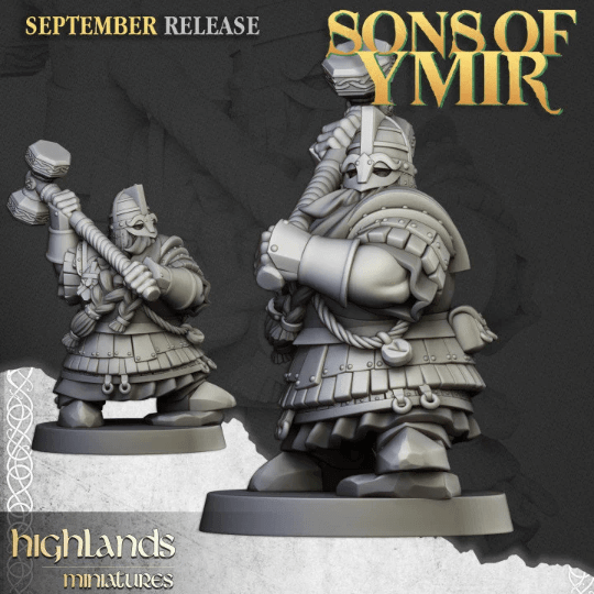 "Highlands Miniatures Dwarf Kingsguard  Sons Of Ymir royal regalia showcase Border3D LLC"