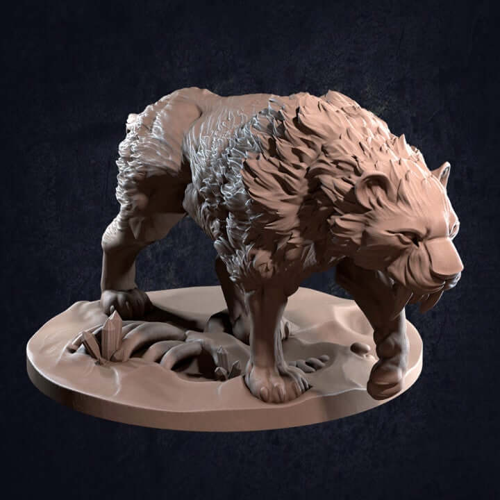 "Felidont And Sabertooththe Dragon Trappers Lodge scale comparison miniatures Border3D LLC"