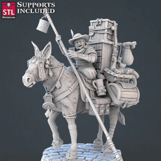 "Food Vendors Set STL Miniatures scale comparison terrain Border3D LLC"