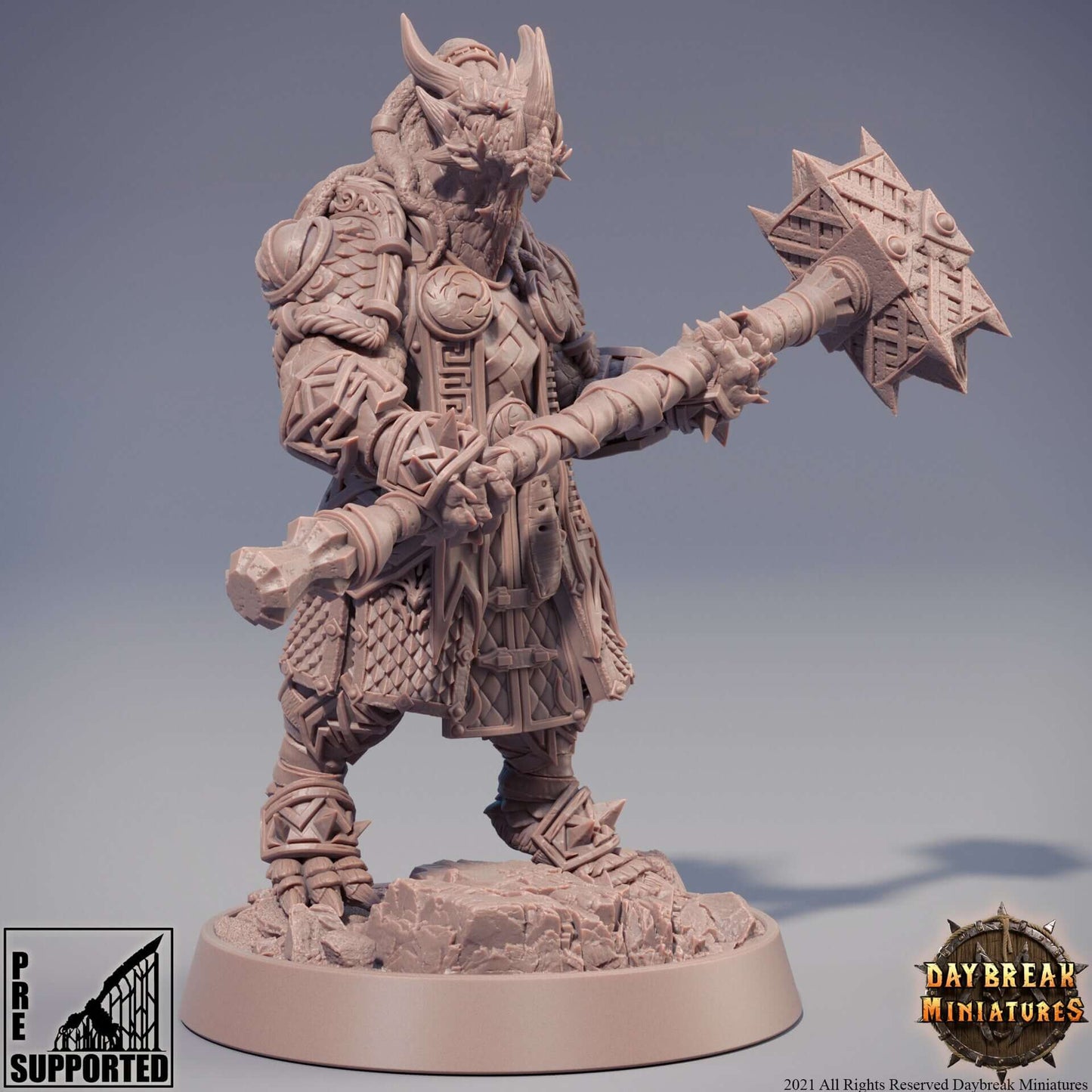 "Daybreak Miniatures Goshenite Neverguesser resin miniature front view Border3D LLC"
