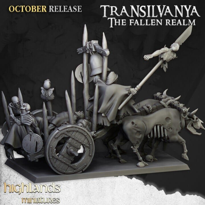 "Highlands Miniatures Corpse Cart miniature back view Border3D LLC"