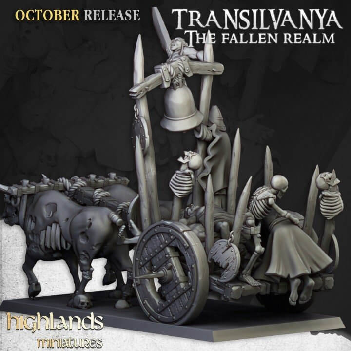 "Highlands Miniatures Corpse Cart macabre centerpiece side angle Border3D LLC"