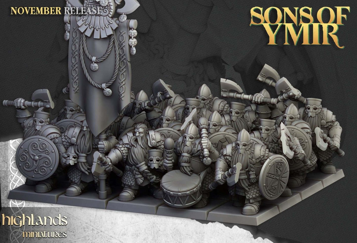 "Highlands Miniatures Dwarfs Huscarl painted showcase example Border3D LLC"