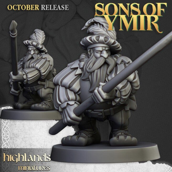"Highlands Miniatures Dwarfs Pikeman painted showcase example Border3D LLC"