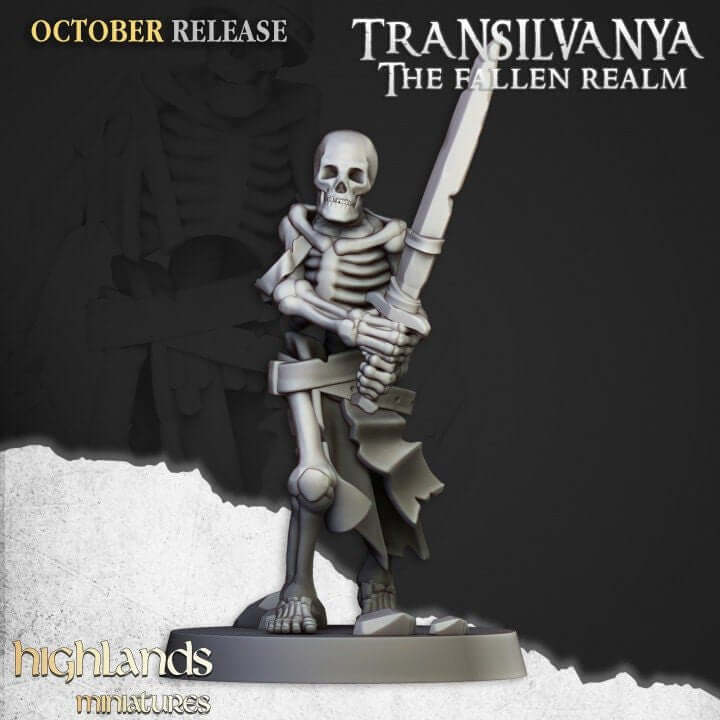 "Highlands Miniatures Skeleton Warriors miniatures back view Border3D LLC"