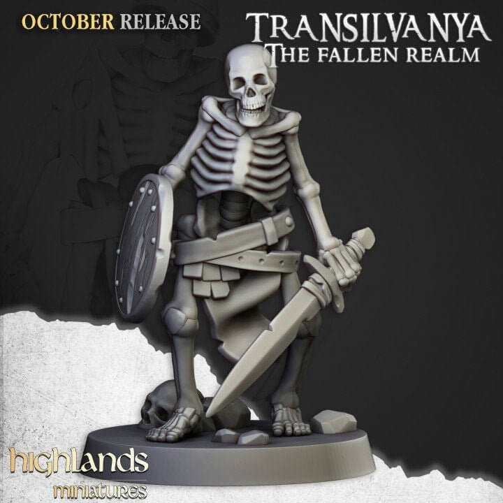 "Highlands Miniatures Skeleton Warriors ancient armor detail close-up Border3D LLC"