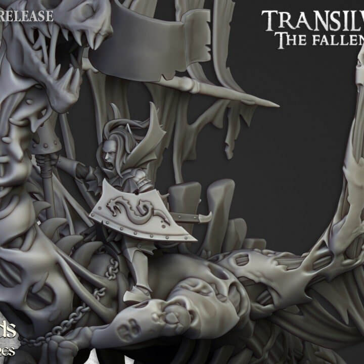 "Highlands Miniatures Vampire Lord On Zombie Dragon painted showcase example Border3D LLC"
