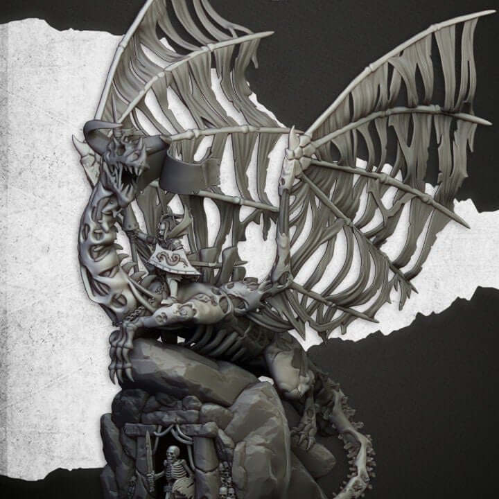 "Highlands Miniatures Vampire Lord On Zombie Dragon vampire armor detail close-up Border3D LLC"