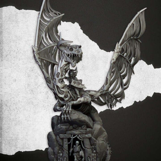"Highlands Miniatures Vampire Lord On Zombie Dragon 32mm resin miniature front view Border3D LLC"