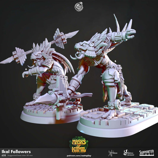 "Ikal Followers Cast N Play Masks of Kiimil 3D resin miniature's front view Border3D LLC"
