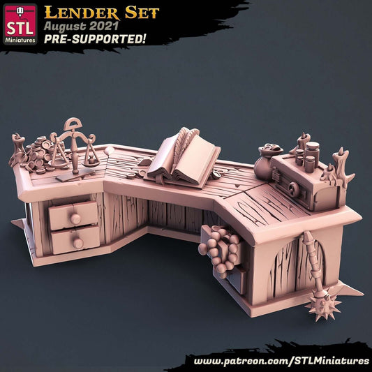resin Lenders Desk STL Miniatures Dreamitbuildit3d Border3d LLC — handcrafted by Border3D LLC