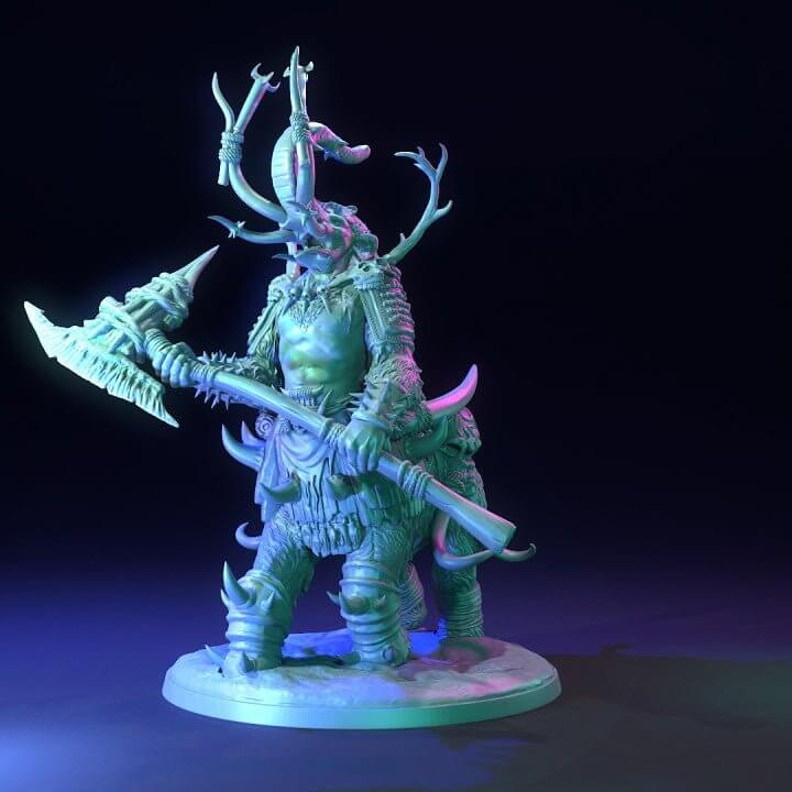 "Mammotaurs The Dragon Trappers Lodge massive tusks detail close-up Border3D LLC"