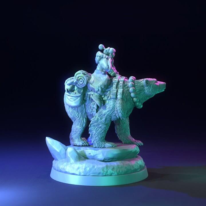 "Polar Bear With Girl The Dragon Trappers Lodge companion set side angle Border3D LLC"