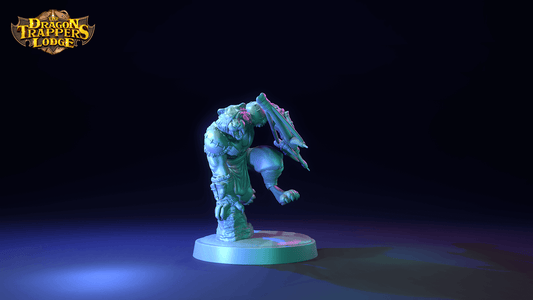 "Sabertooth Hunters The Dragon Trappers Lodge resin miniatures front view Border3D LLC"