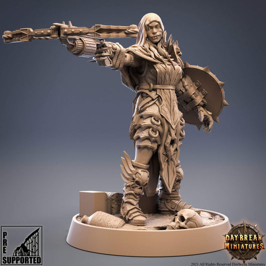 "Daybreak Miniatures Shima The Treacherous resin miniature front view Border3D LLC"