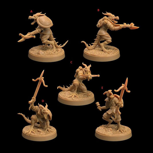 "The Dragon's War Children Of The Flame Kobold CrossbowTroops The Dragon Trappers Lodge resin miniatures front view Border3D LLC"