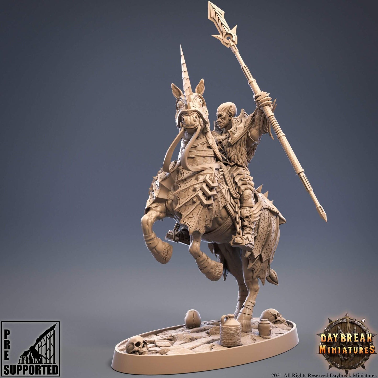"Daybreak Miniatures Ulm Unterstrachen The Blood Lancer miniature back view Border3D LLC"