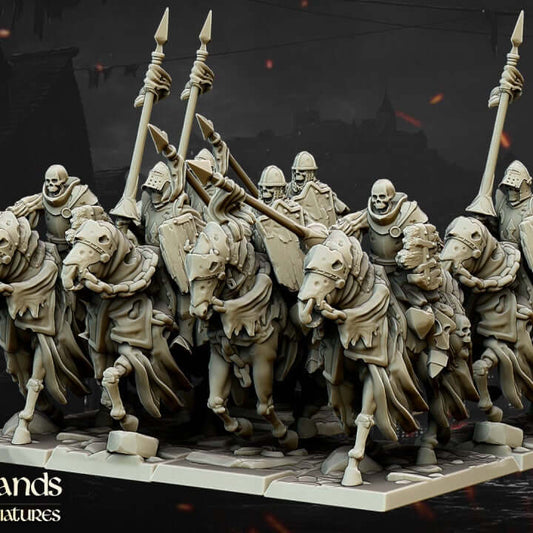 "Highlands Miniatures Undead Dark Knight Core Unit 32mm resin miniatures front view Border3D LLC"