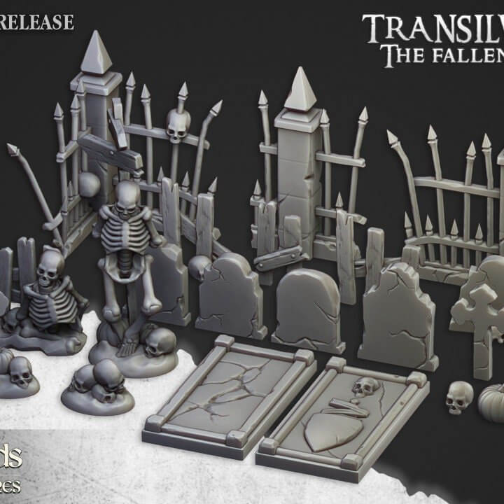 resin Undead Graveyard Terrain Set Highland Miniatures Border3d LLC — handcrafted by Border3D LLC