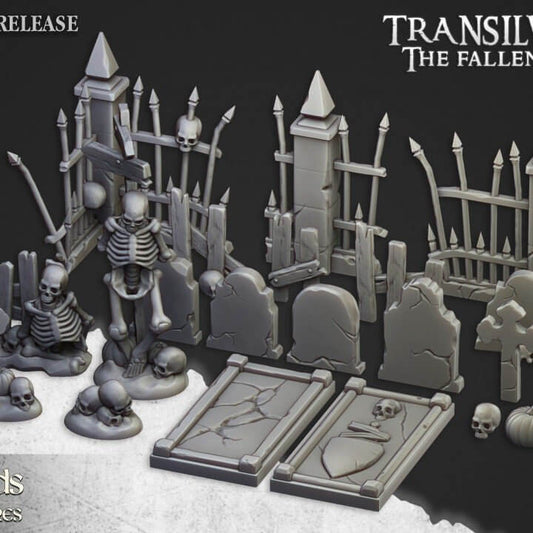 resin Undead Graveyard Terrain Set Highland Miniatures Border3d LLC — handcrafted by Border3D LLC